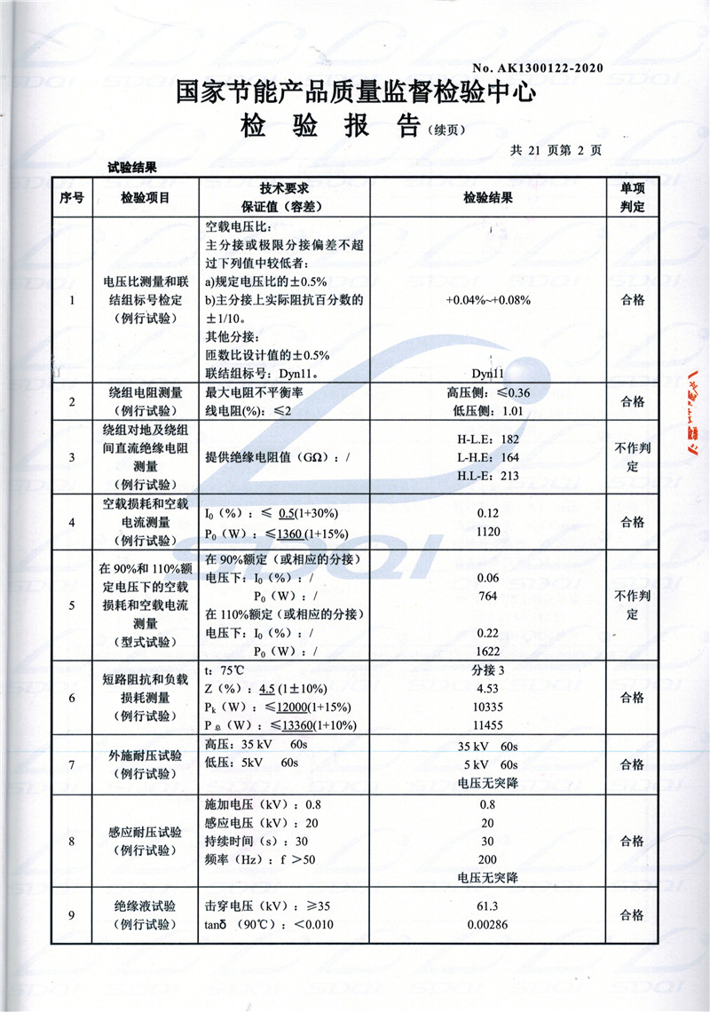 高低压试验报告-S11-1250深州深州深州油浸式变压器-2.jpg
